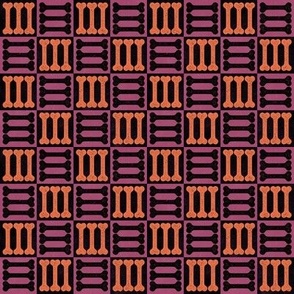 Checkerbones - 1" squares - black, orange, and purple