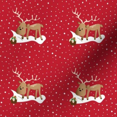 Christmas Deer on Red