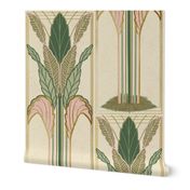 Art Deco Palms with Faux Gold "Foil" - Pink and Green (Jumbo)