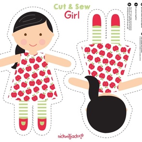 Cut and Sew Girl APPLE DRESS side pony black hair