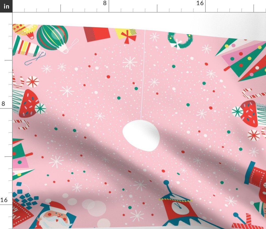 Xmas TRAIN Tree Skirt (Pink 35" diameter)