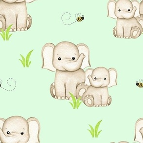 Safari Animals Elephant Mint Green Baby Nursery 