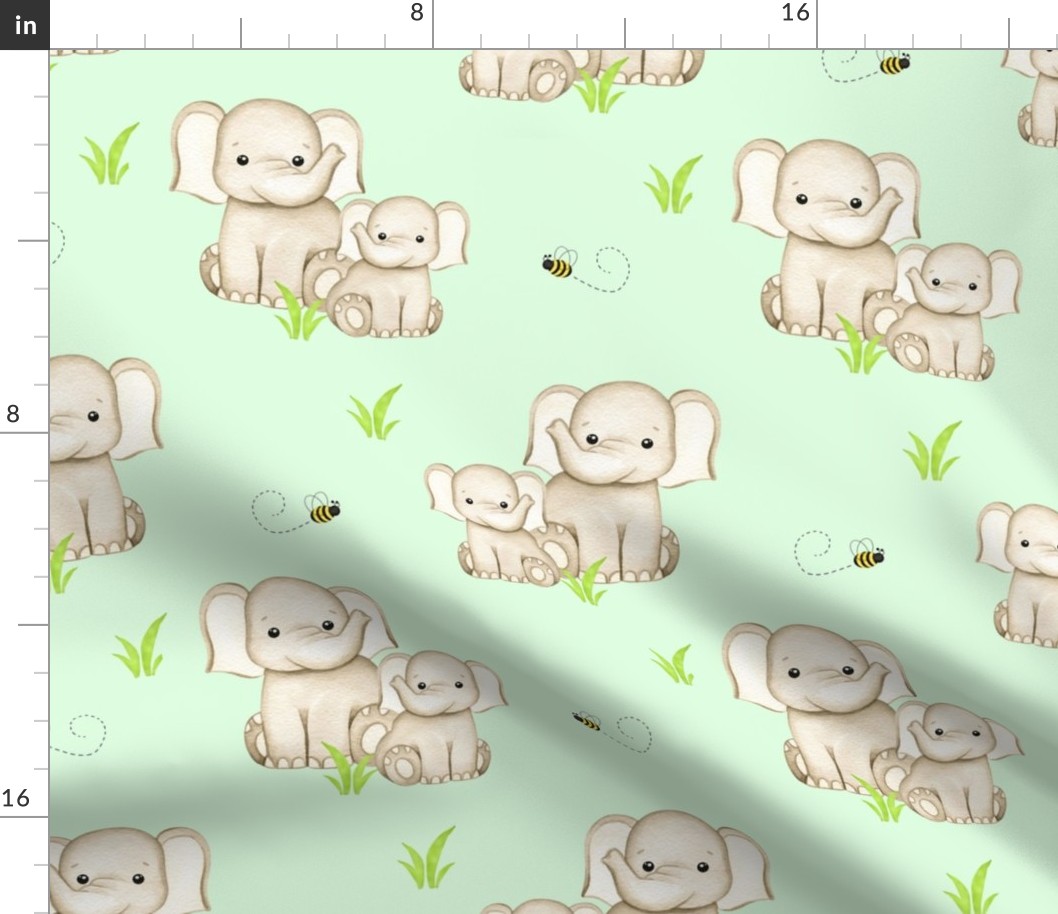 Safari Animals Elephant Mint Green Baby Nursery 