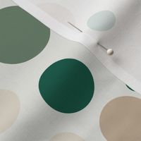  Christmas green and tan polka dots on cream