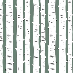 Birch trees - sage and white