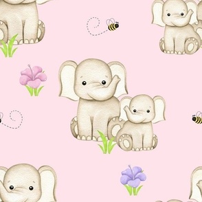 Safari Animals Elephant Pink Baby Girl Nursery 