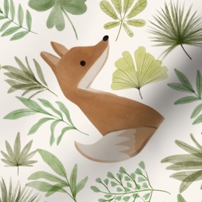 orange fox and forest green botanicals - medium