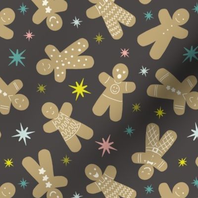 gingerbread men on charcoal grey