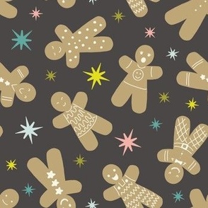 gingerbread men on charcoal grey