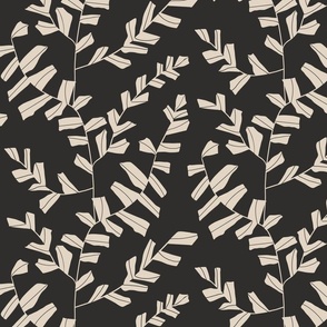 SMALL modern abstract vine - warm earthy charcoal monochrome