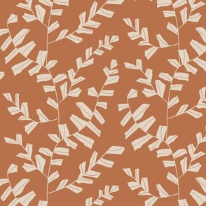 SMALL modern abstract vine - warm earthy terracotta brown