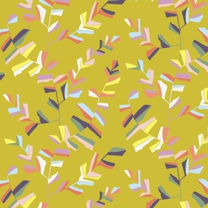 SMALL modern abstract vine - chinoiserie chartreuse - multicoloured
