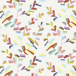 SMALL modern abstract vine - Asha pastel chinoiserie off white - multicoloured 