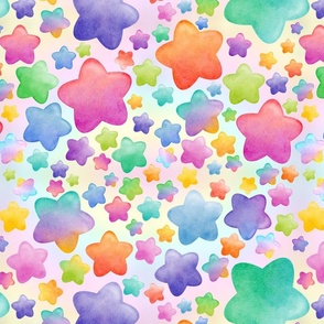 Rainbow Watercolor Stars