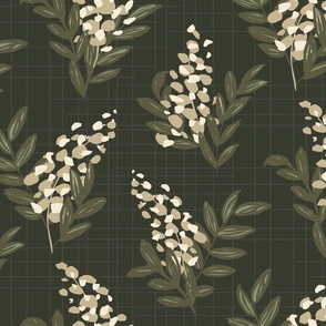 Christmas berry field - dark green, sage green, beige and off-white // big scale