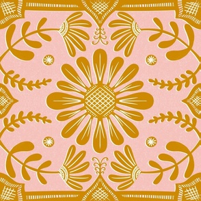 Boho Florals Yellow White Pink