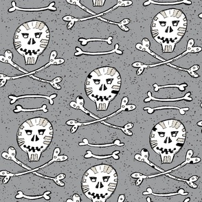 white skulls and crossbones on gray | large