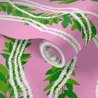 smaller - strands of Pikake and Maile Lei-on pink