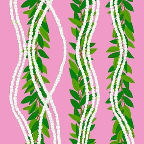 smaller - strands of Pikake and Maile Lei-on pink