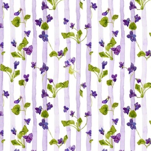 10" Vintage Very Peri Violets And Hand Drawn Watercolor Strokes