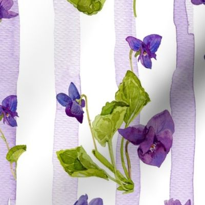 18" Vintage Very Peri Violets And Hand Drawn Watercolor Strokes