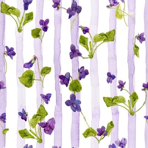 18" Vintage Very Peri Violets And Hand Drawn Watercolor Strokes