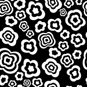 (large) abstract floral shapes white on black