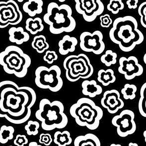 (medium) abstract floral shapes white on black
