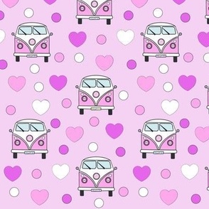 Pink camper vans on pink