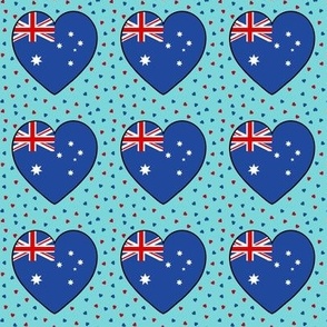 Australian flag hearts on blue