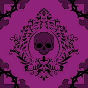 Skull Wreath Cameo Damask  lilac