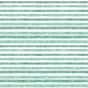 Watercolor Stripe || Green Stripes  on White || Butterfly Spring Collection by Sarah Price