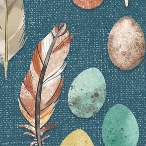 Feathers and Eggs in Teal - A Birder's Collection