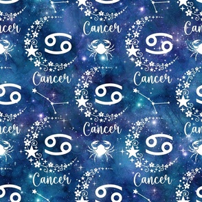 Large Scale Cancer Crab Zodiac Sign on Galaxy Blue