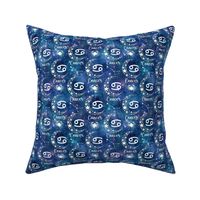 Small Scale Cancer Crab Zodiac Sign on Galaxy Blue