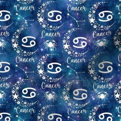 Small Scale Cancer Crab Zodiac Sign on Galaxy Blue