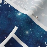 Large Scale Gemini Zodiac Signs on Galaxy Blue