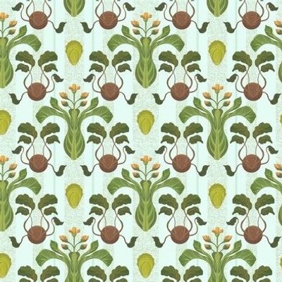 Vegetables in Vintage style on the light  blue background 