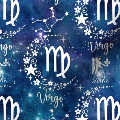 Medium Scale Virgo Zodiac Signs on Galaxy Blue