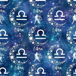 Medium Scale Libra Zodiac Signs on Galaxy Blue
