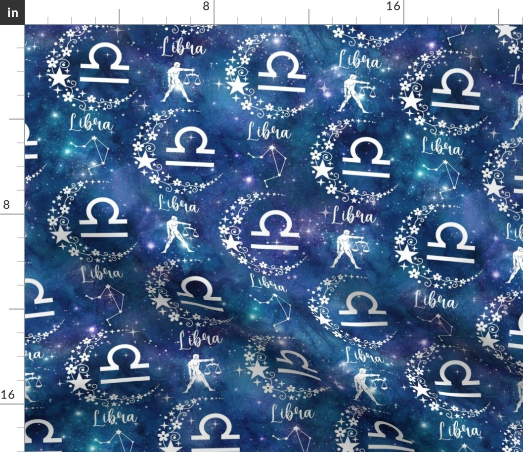 Medium Scale Libra Zodiac Signs on Galaxy Blue