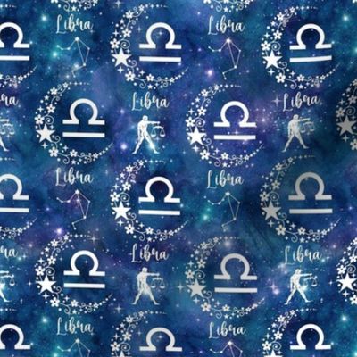 Small Scale Libra Zodiac Signs on Galaxy Blue