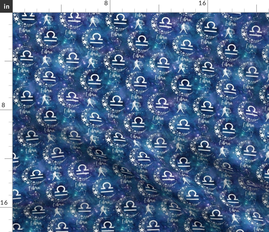 Small Scale Libra Zodiac Signs on Galaxy Blue