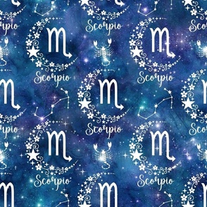 Medium Scale Scorpio Zodiac Signs on Galaxy Blue