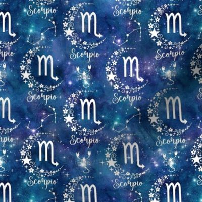 Small Scale Scorpio Zodiac Signs on Galaxy Blue