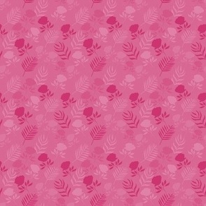 Modern Pink Floral Pattern with the Roses and Botanical Leaves Small