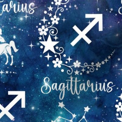 Large Scale Sagittarius Zodiac Signs on Galaxy Blue