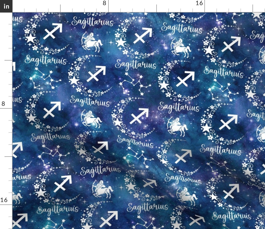 Medium Scale Sagittarius Zodiac Signs on Galaxy Blue