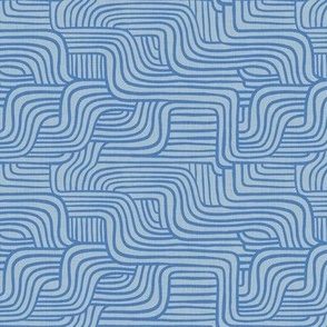 Modern Maze Mudcloth in cobalt and light blue - small horizontal repeat