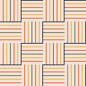 Woven Zig Zag Parquet || Primary stripes  on Peach || Summer Camp Collection by Sarah Price